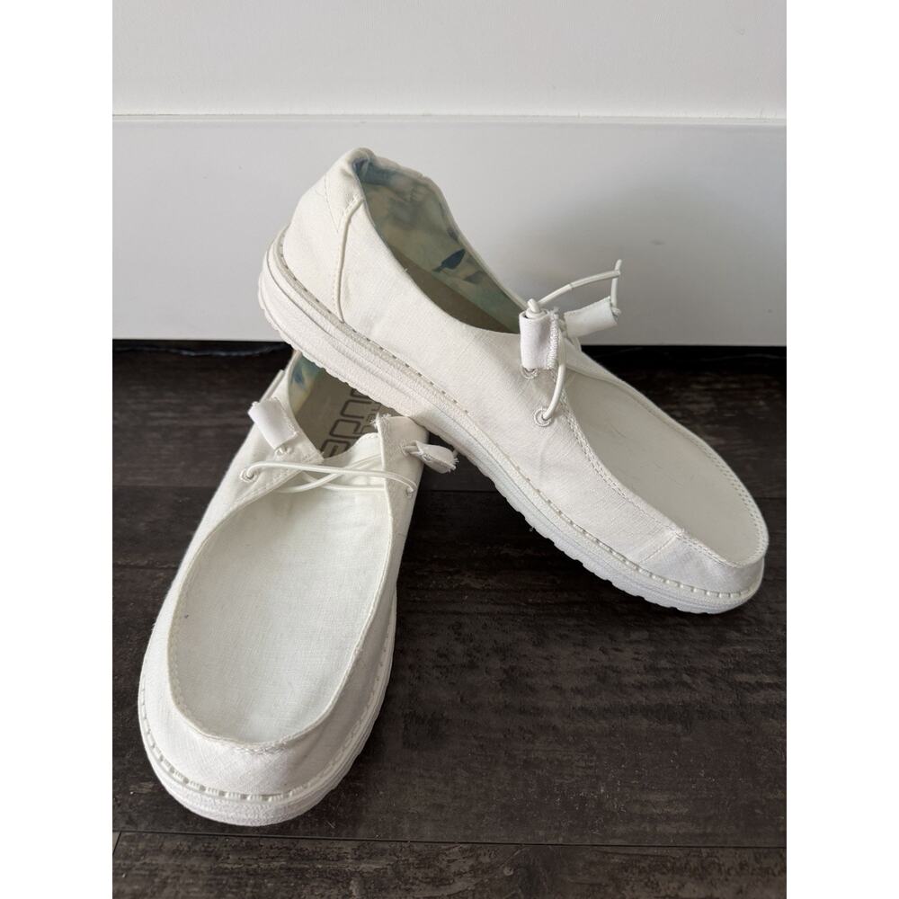 Hey Dude Wendy Silk Moon White Women Size W10 Comfort Casual Shoes Slip On NWT